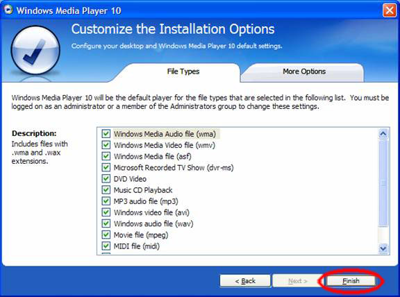 windows media player failų tipų nustatymas radijo stotims